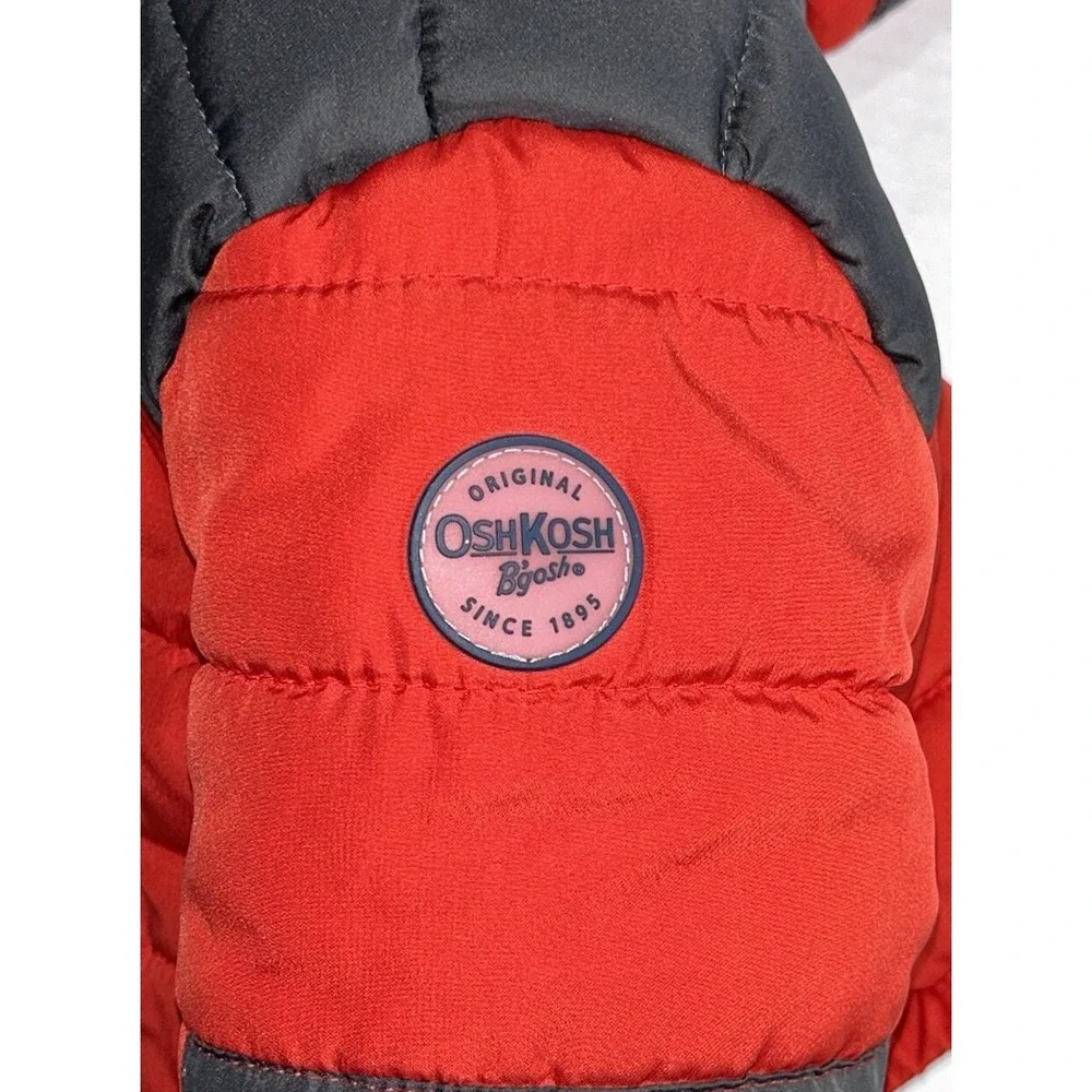 Oshkosh B'Gosh‎ Puffer Jacket 2T Red Gray Fleece Lined Jacket